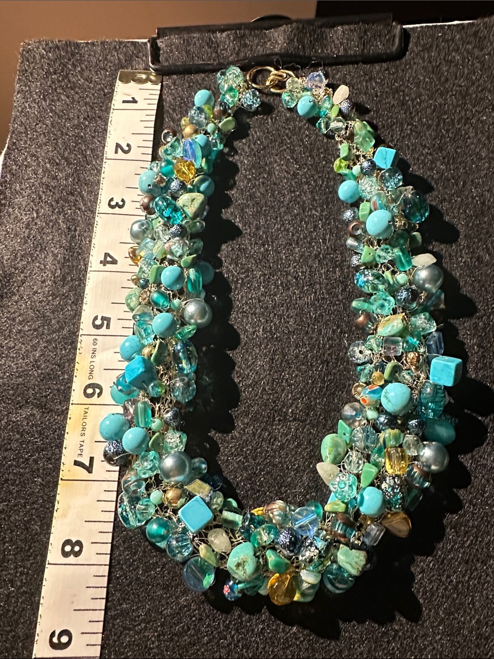 Turquoise Multi-Bead Statement Necklace - Women Jewelry - Picture 5 of 5